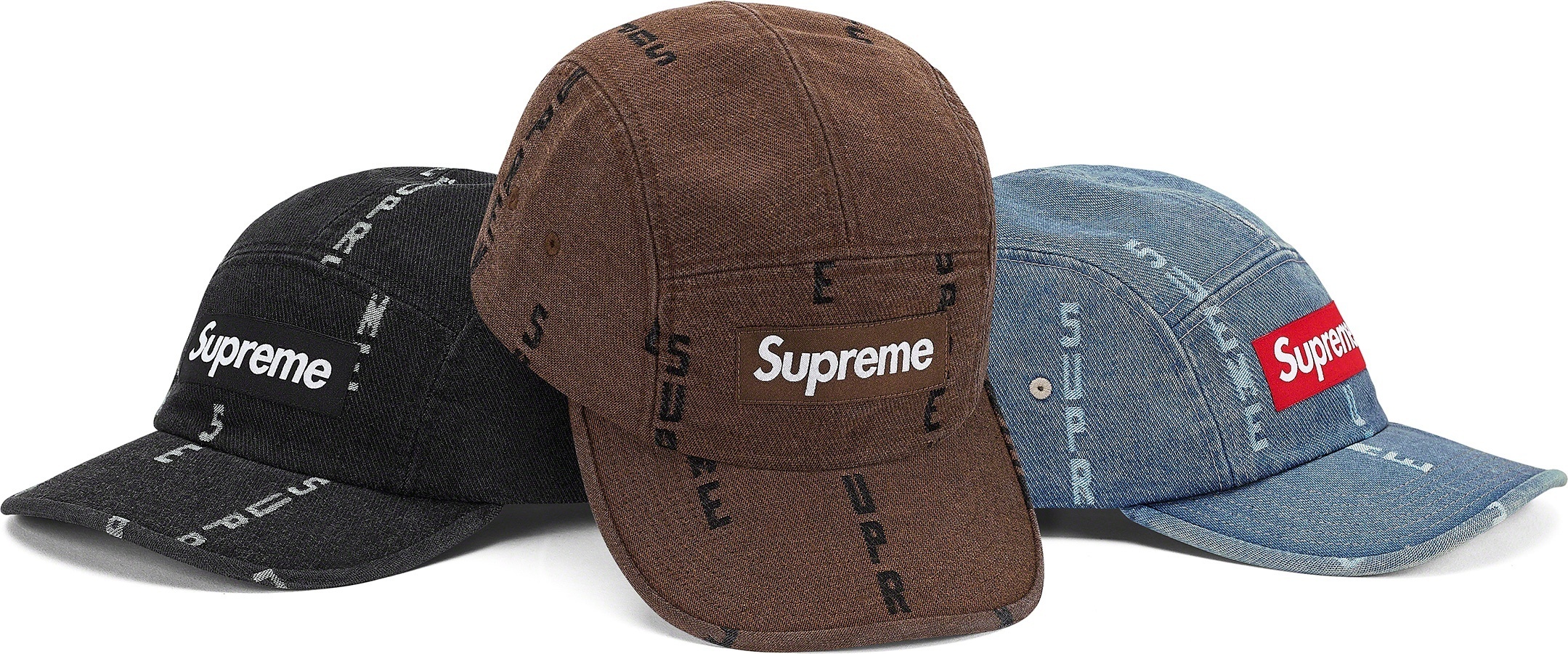 Logo Stripe Jacquard Denim Camp Cap